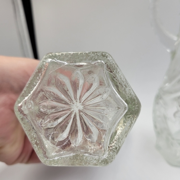Vintage ANCHOR HOCKING Prescut Clear Cruet EAPC Glass Starburst - set of 2 - Picture 4 of 6